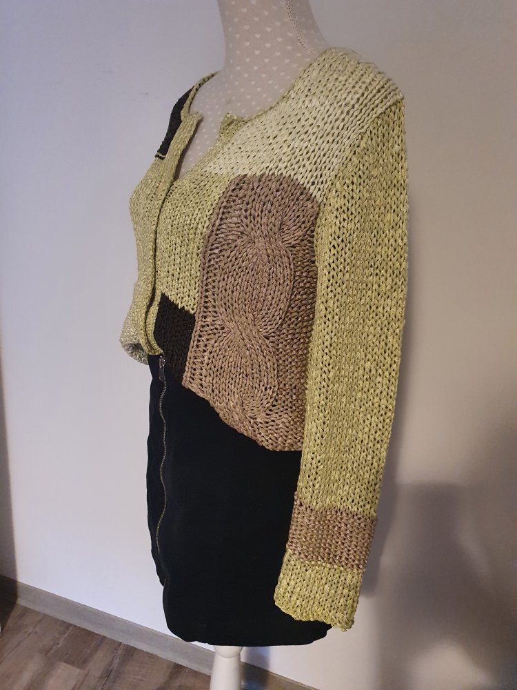 Strickjacke von oui 38 M grün schwarz braun vintage