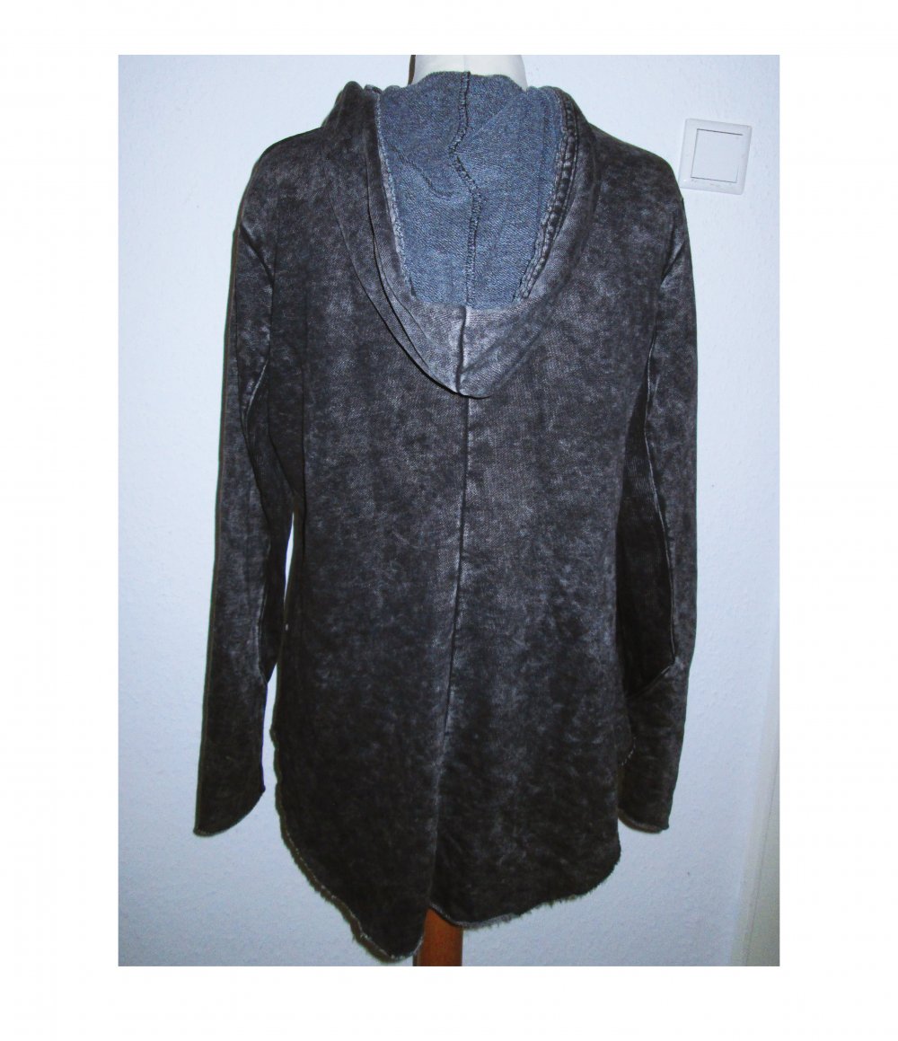 Strickjacke Kapuze Grau 