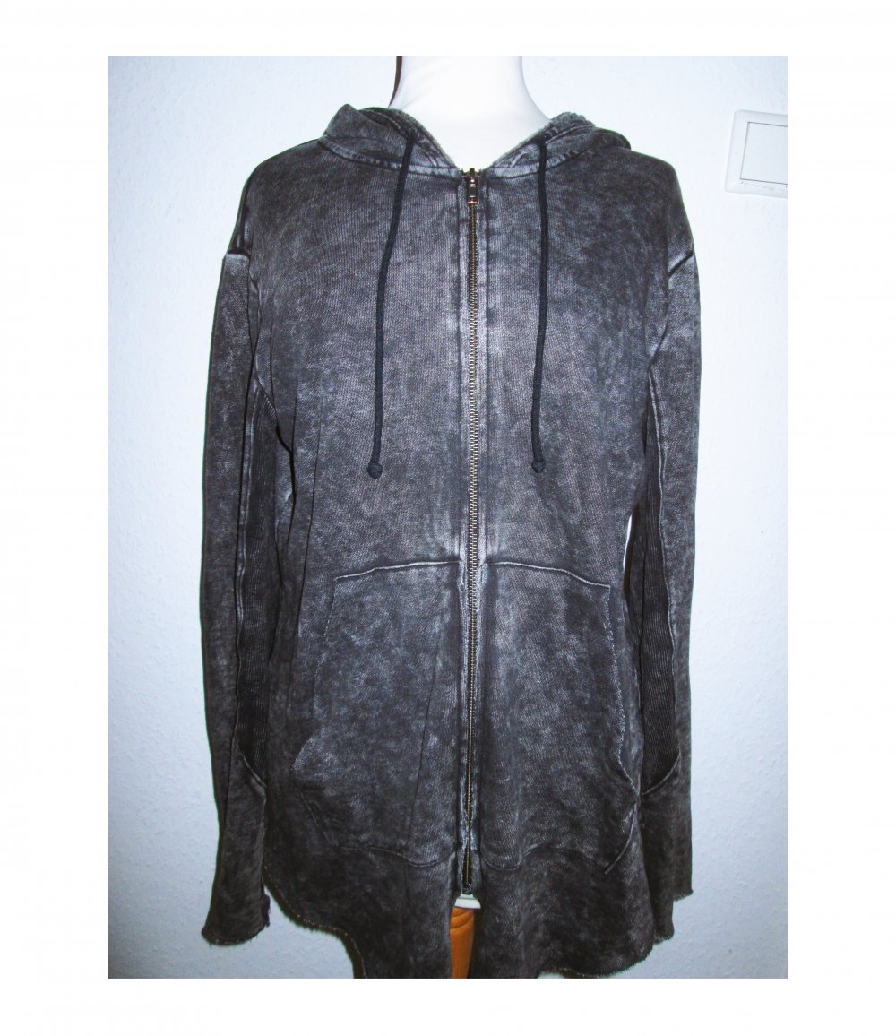 Strickjacke Kapuze Grau 