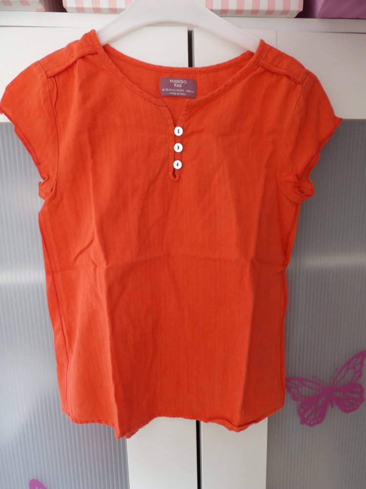 T-Shirt Top Mango Neu Leinen  Gr. 140