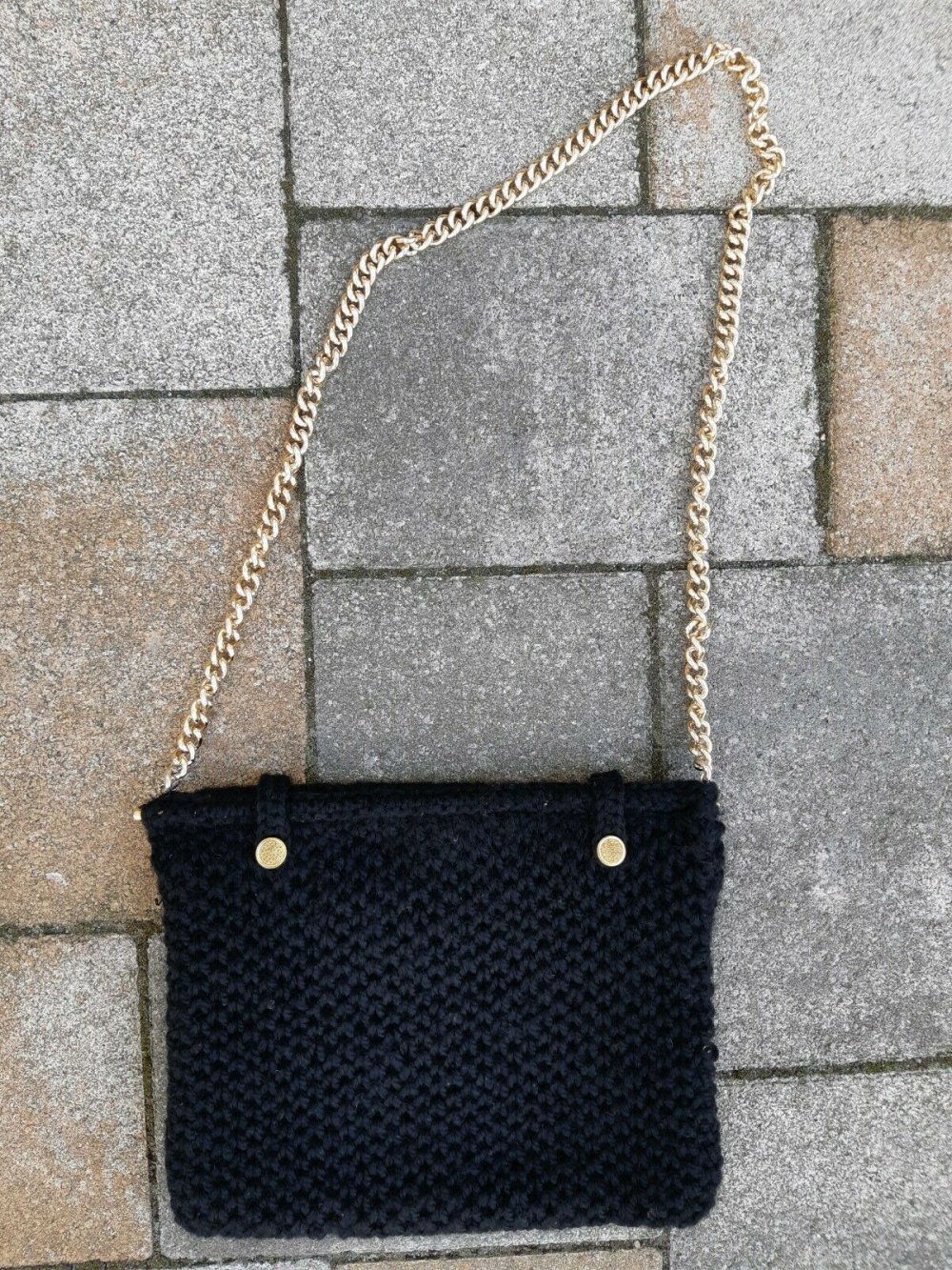 TASCHE SCHULTER UMHANG SCHWARZ 50er 60er TRUE VINTAGE HÄKELSTOFF ROCKABILLY