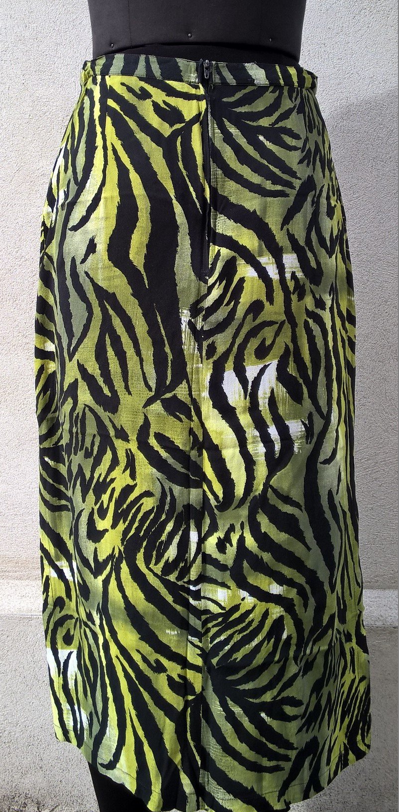 ROCK Gr. 38 Gr. 40 in grün schwarz weiß Dschungel Leo Muster TRUE VINTAGE 80er 