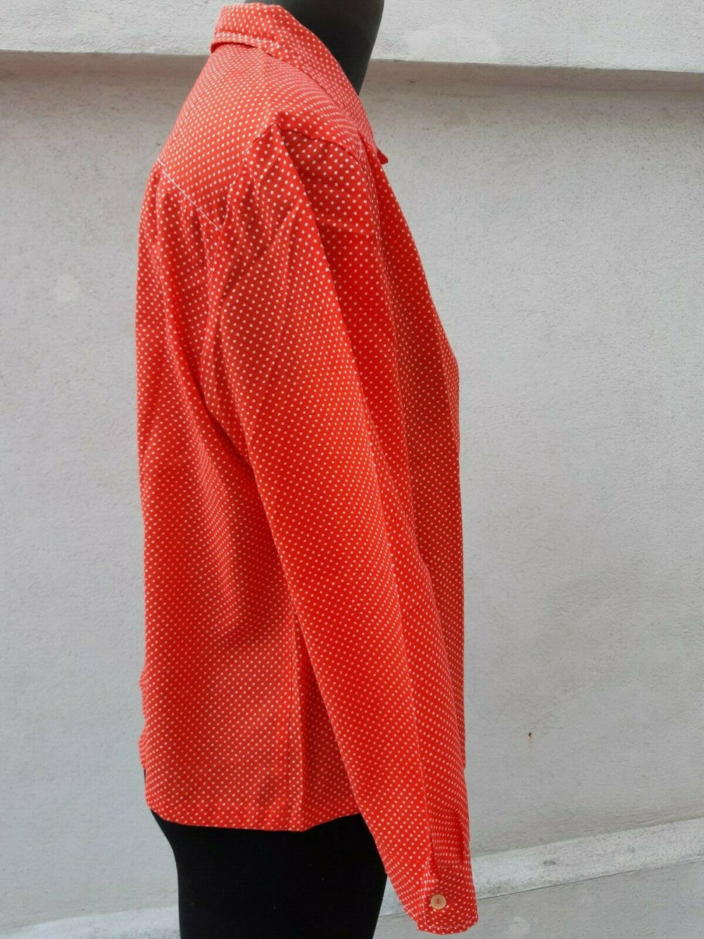BLUSE OBERTEIL Gr. 42 Gr. 40 ROT PUNKTEMUSTER TRUE VINTAGE 50er 60er