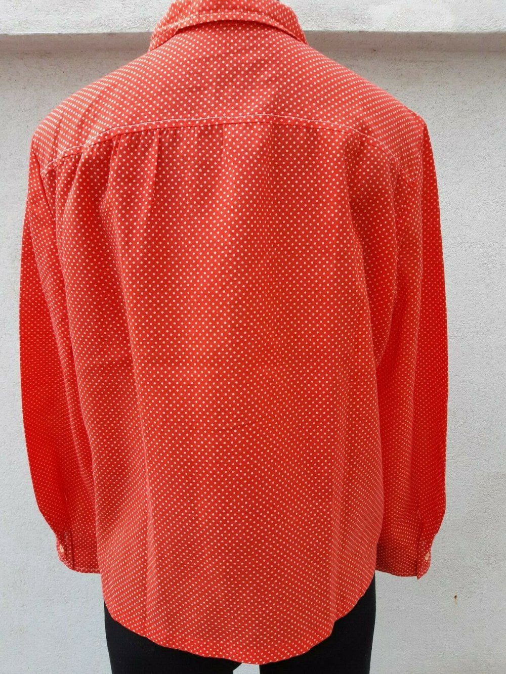 BLUSE OBERTEIL Gr. 42 Gr. 40 ROT PUNKTEMUSTER TRUE VINTAGE 50er 60er
