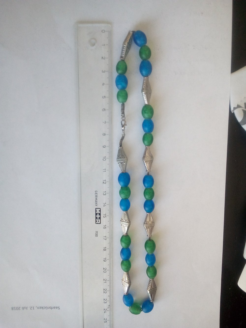 DIY - Perlenkette blau grün 