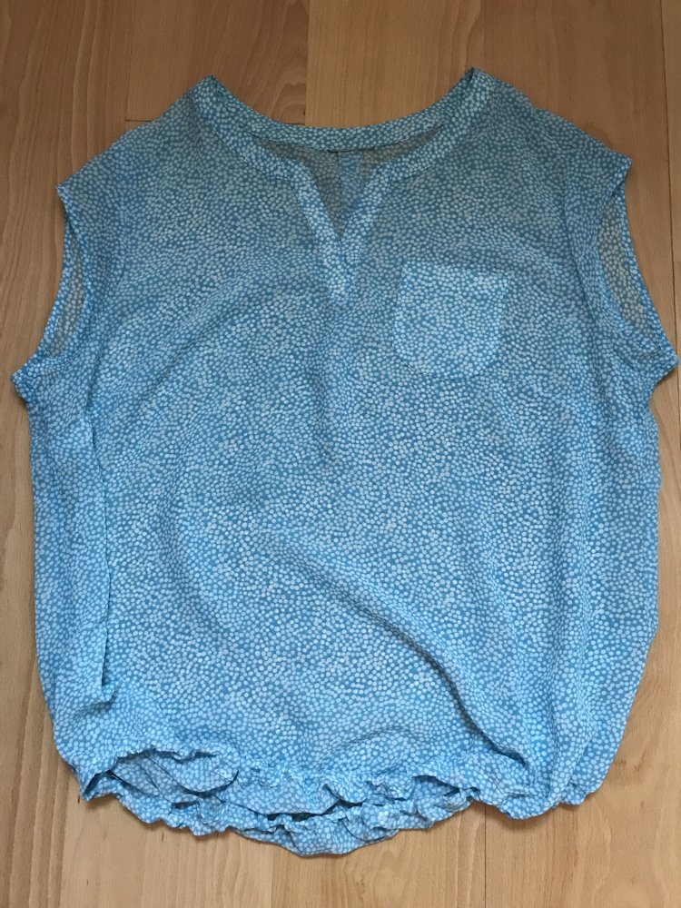 Blue Summer Tunika 40/41 Sommerbluse Tupfen Transparent Top Waterpearl Summertime Schlupfbluse Maritim 