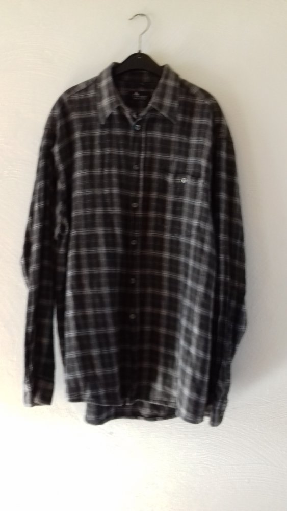 Flanellhemd Herren Hemd 41/42 Casual  anthrazit grau Karo Holzfäller Look. Leichte Jacke  Camarque 