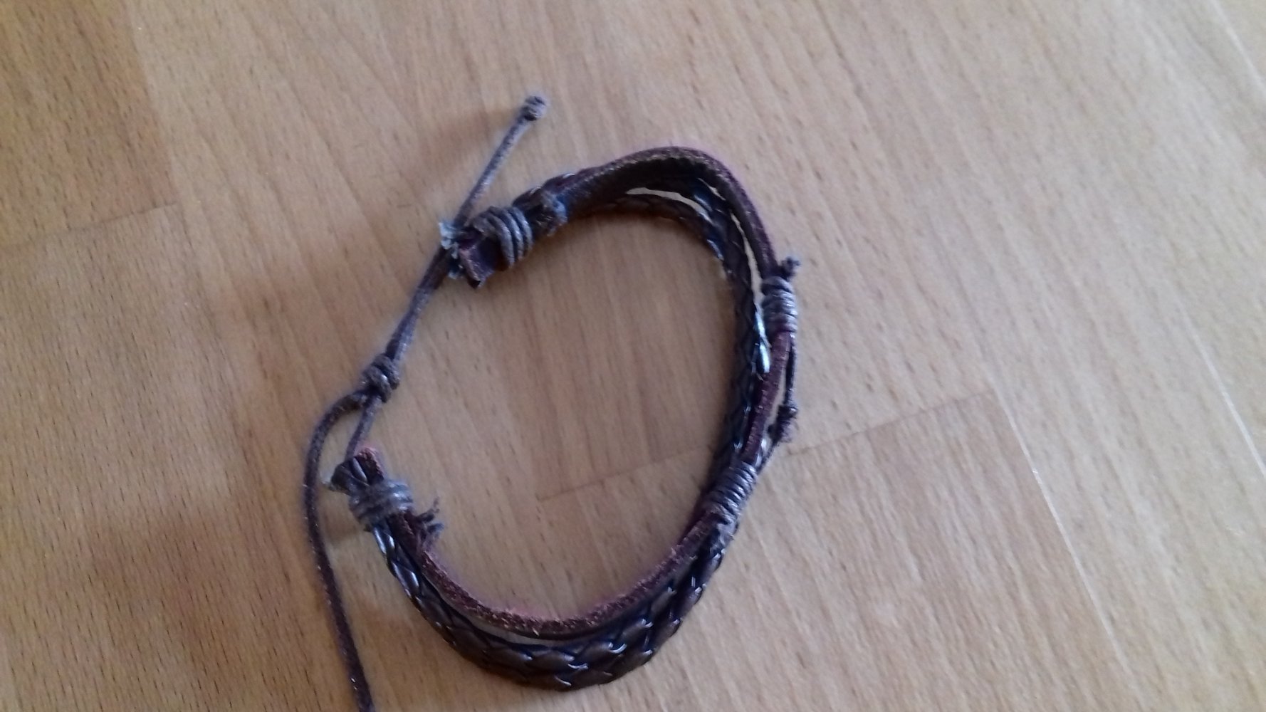 Armband, Flecht-Optik, Lederband, Festival-Look, braun , an Sammelbesteller zu Verschenken 