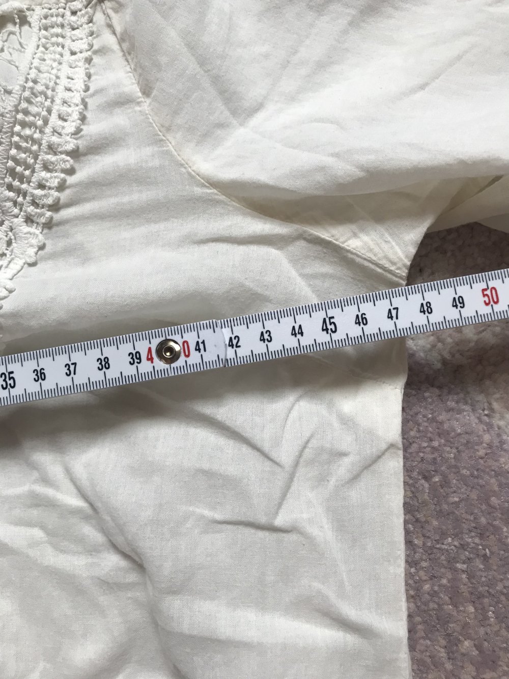 Shirt Spitze Creme 38/40 Ibiza Style Langarm Oberteil Yogi Tunika Transparent Folklore 
