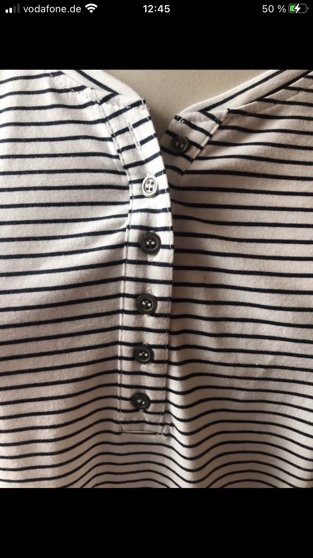 Shirt Topseller Trend Mode 44 maritim Ringelshirt schwarz weiß Basic Oberteil Lifestyle kurzarm Knopfleiste Longsleve Kombimode