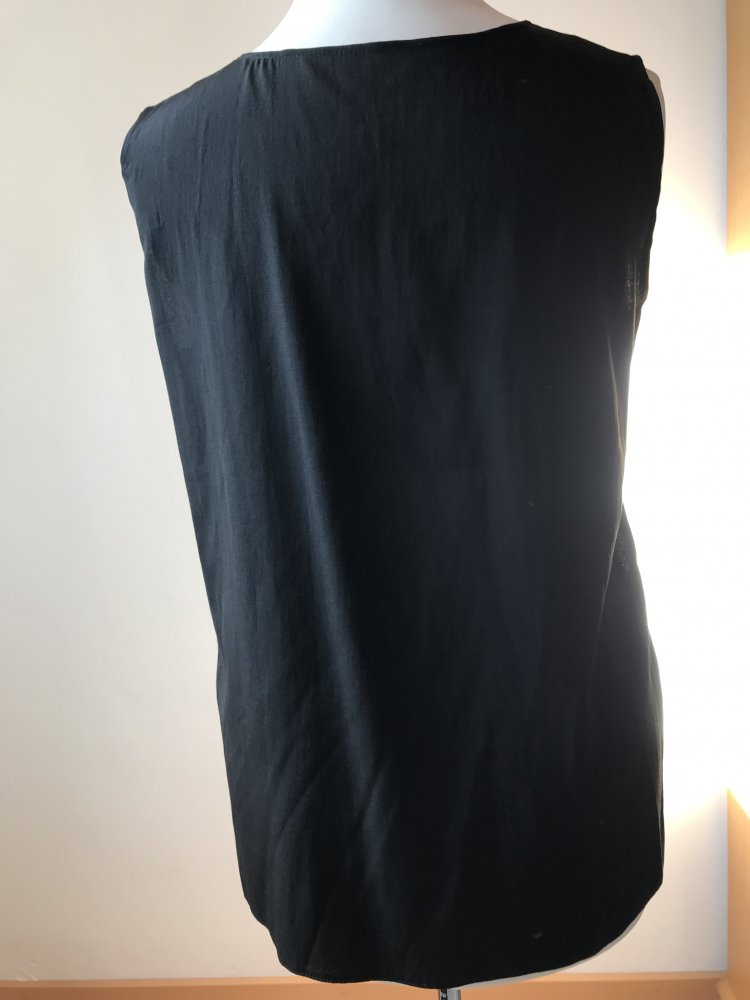 Top Shirt Oberteil 42 Black Basic Blusenshirt Blusentop Tunika Ärmellos Kombimode schwarz 