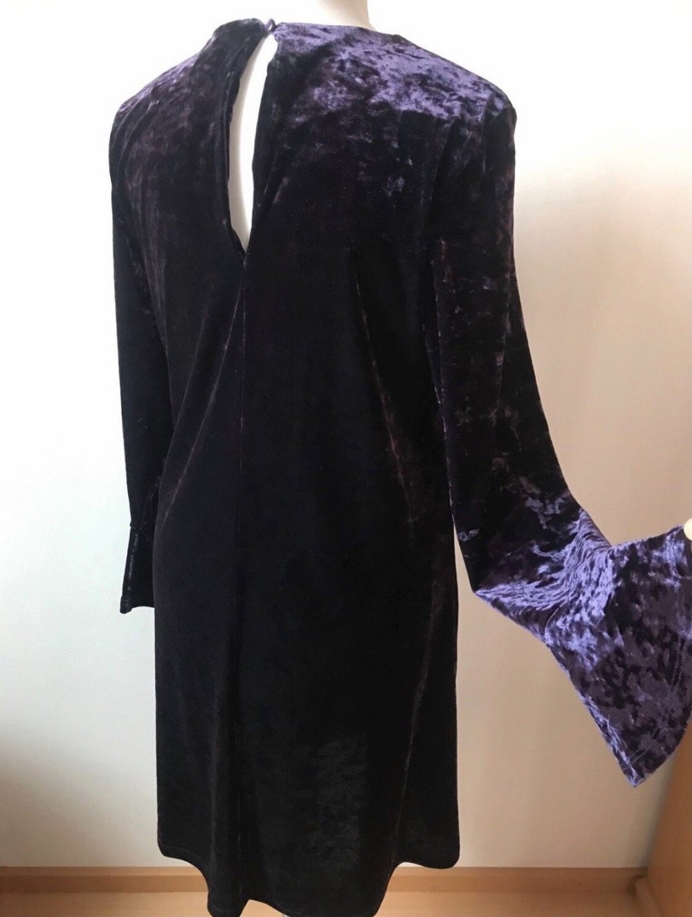 Midikleid Fantasy Larp Cocktailkleid  Samt UK 44/46 Gothic A-Linie Festlich Kostümkleid London Label Volantärmel 