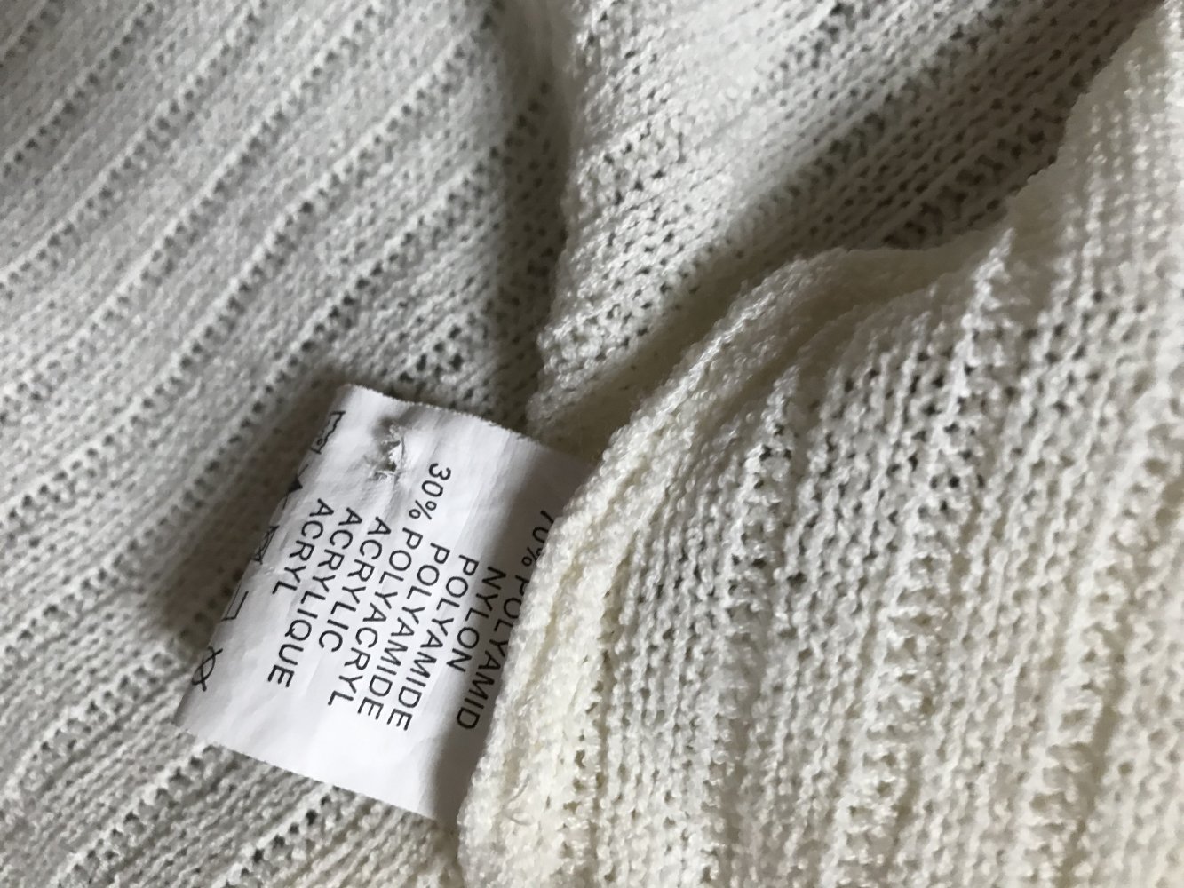 Strick Weste Cardigan Strickjacke Retrodesign Hellbeige L Rippstrick Volants Langarm Überzug V-Ausschnitt Wolljacke 