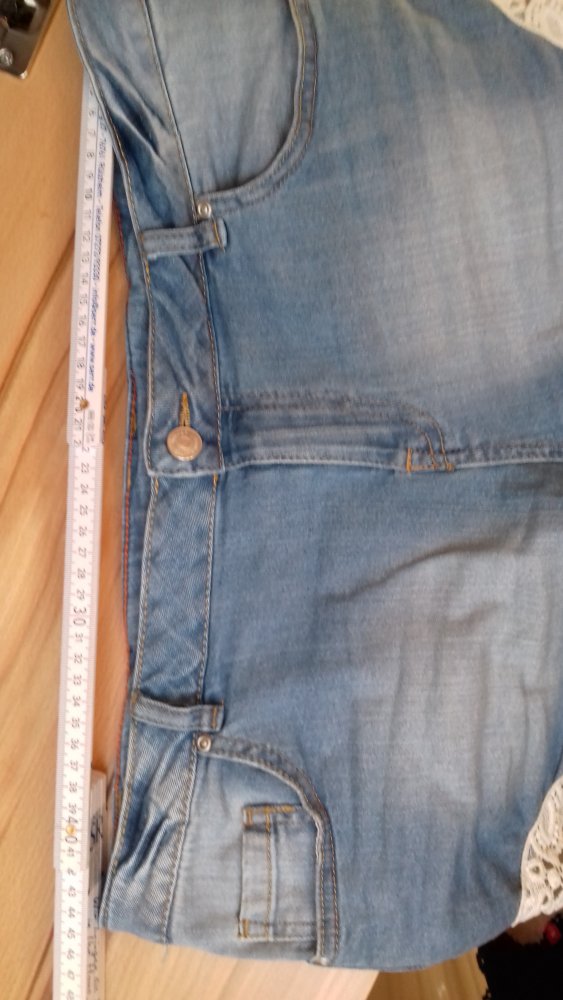 Short Hotpant Jeans Klöppelspitze 40 Denim blue used