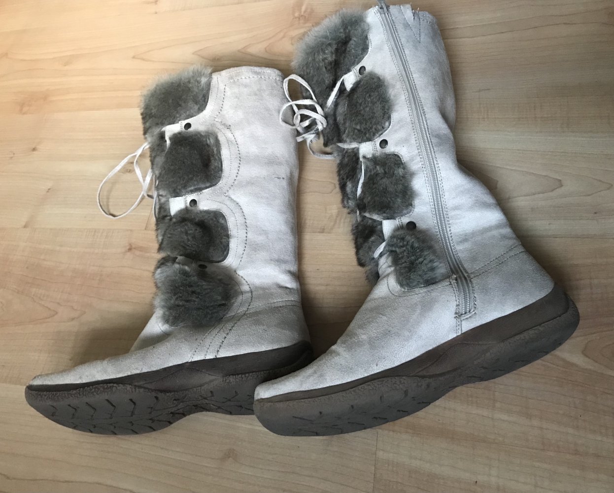 Stiefel Fell Teddy Futter 41 Cremebeige Stylisch Außergewöhnlich Schnürung Zierde fakefur Winterboots