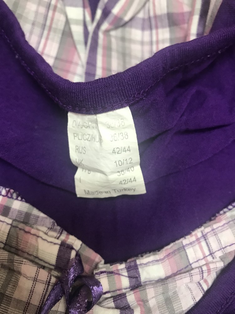 Blusenshirt 38 Ballonärmel Karobluse Twin Look y2k Retro Landhaus Look lila