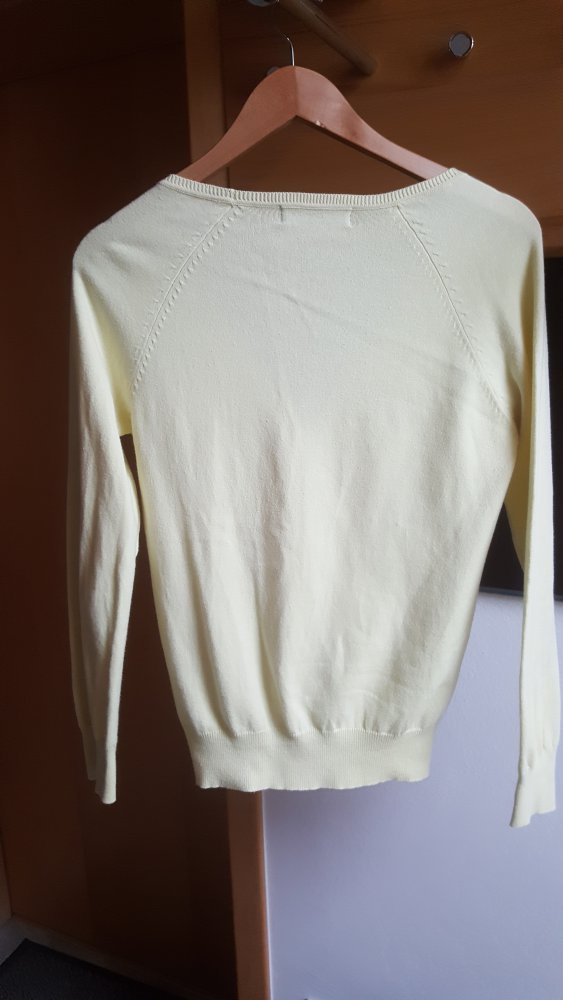 Weste Zara Feinstrick Cardigan gelb M V-Ausschnitt Pastell 