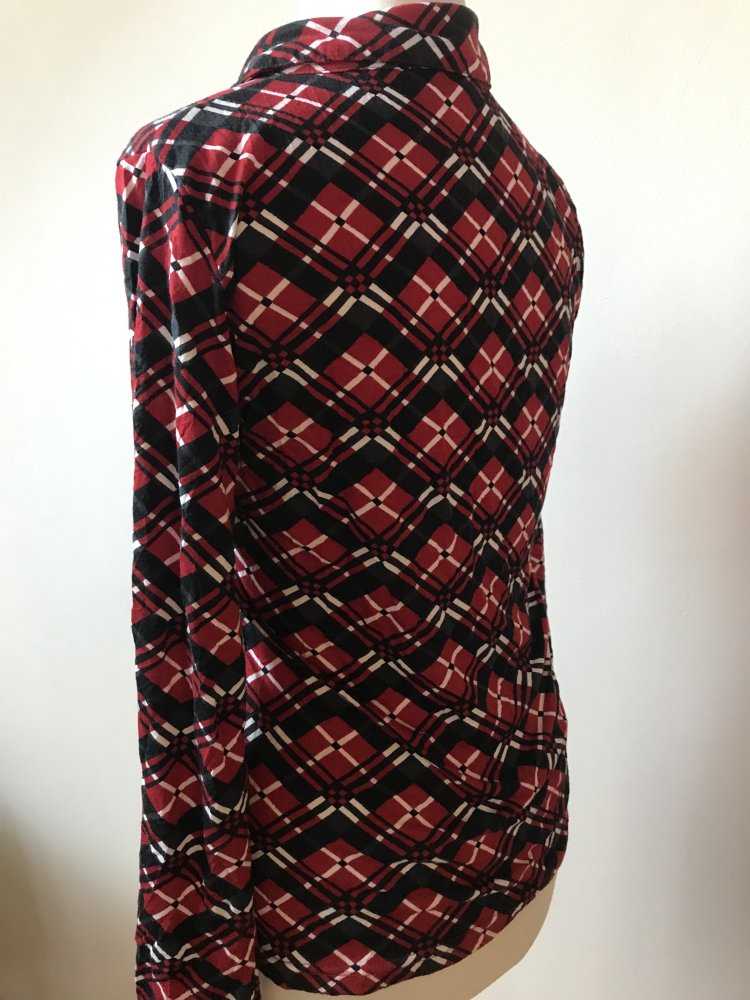 Shirt Blusenshirt 38/40 Markenware Tartan Street One Oberteil Jersey Langarm Kragenbluse Karo Retro Rautenmix 80ies Y2k 