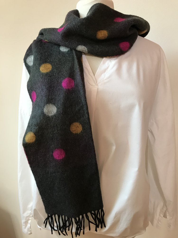 Schal Fleece Konfetti Color Blocking Polkadot Ska Punkte Fransenschal Retro 