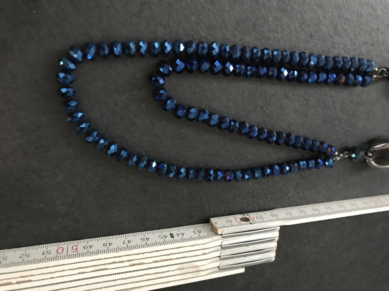 Kette irisierend Glasperlen Perlenkette Azur Mehrreihig Vintage Regenbogen irisierend Collier Silbergrau 