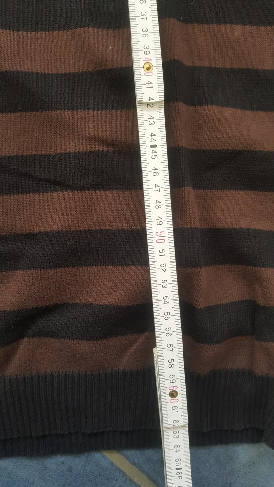 Pulli Baumwolle Blockstreifen Broadway S/M Langarm Herren V -Ausschnitt Schwarz Braun Oberteil Feinstrick Klassisch Eagle 