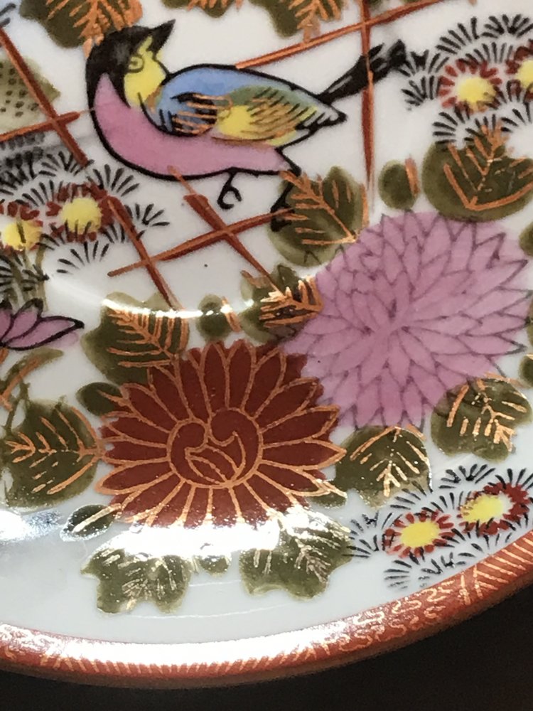 Teller Porzellan Bemalt Fine China Deko Interieur SAJI Aufgehende Sonne Vintage Antik Deko Sushiteller Unterteller Art Deko