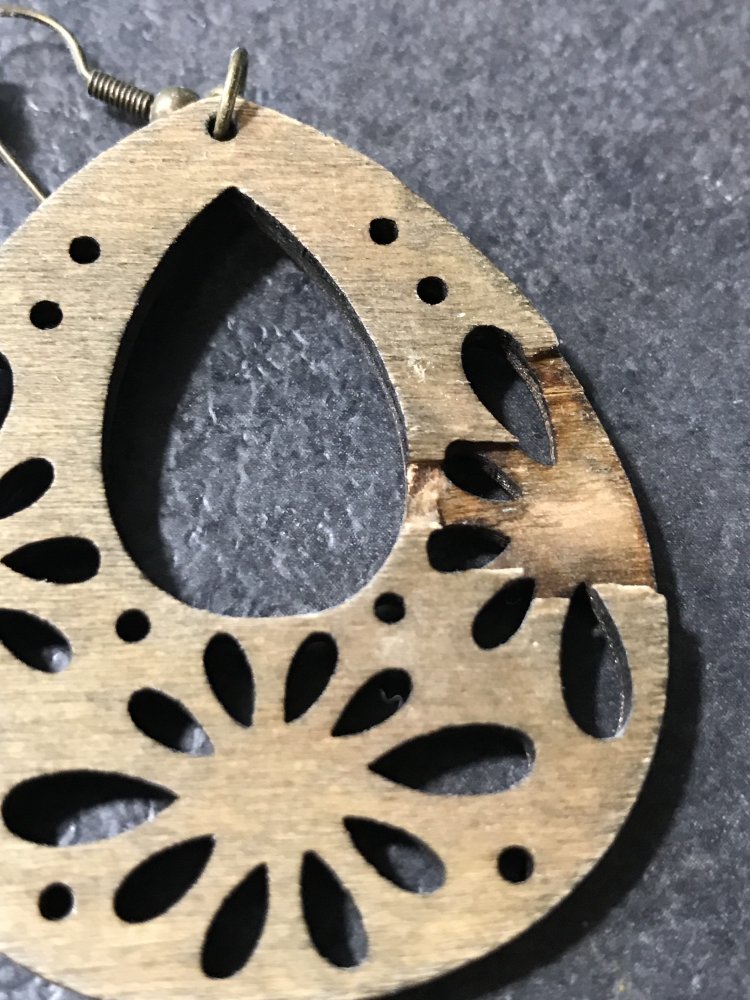 Holzohrringe Statement Wood Boho used Oval Unikat 