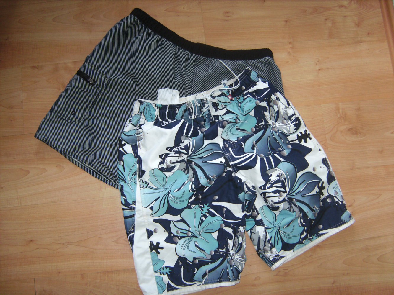 Surfer-Short, Florale Badeshort, kurze Hose, Badehose Gr. M, Printdruck mit Innenhose und Taschen, Rodeo 48/50, blau Sea , Beach-Wear, Hibiscus Water Dress