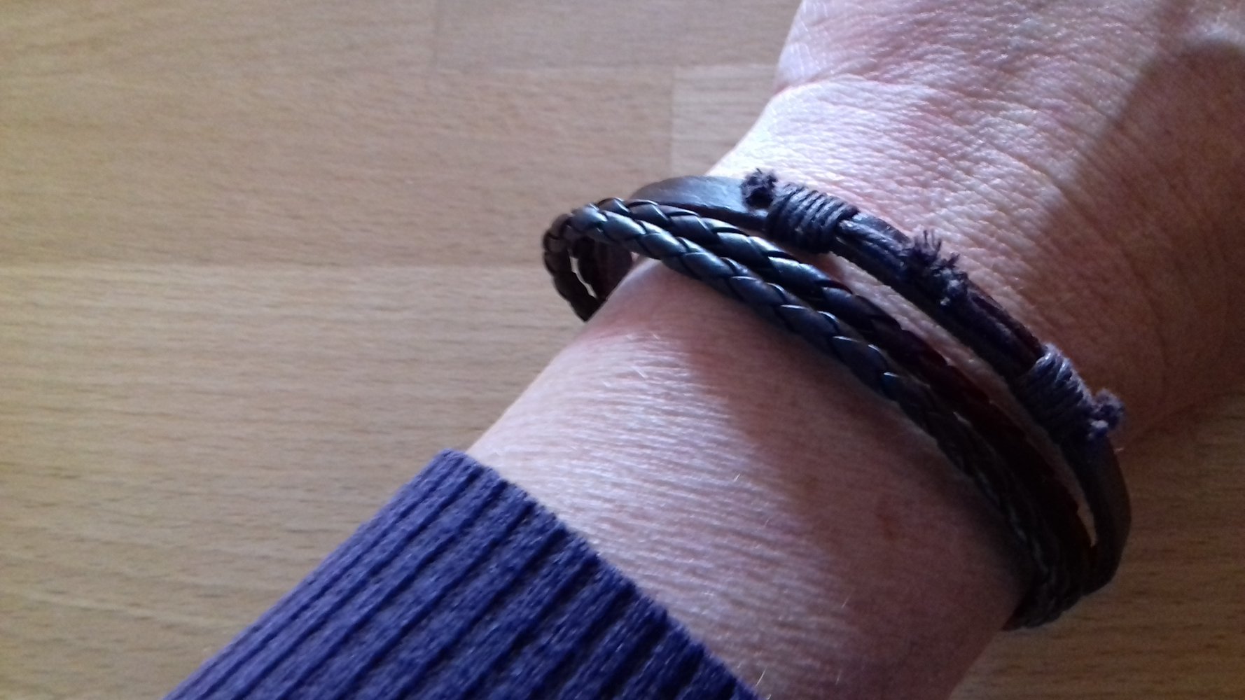 Armband, Flecht-Optik, Lederband, Festival-Look, braun , an Sammelbesteller zu Verschenken 