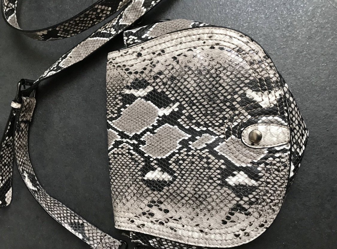 Schultertasche Pochette Halfmoon Animalprint Prägetasche Tricolor Kunstleder Tasche Clutch 