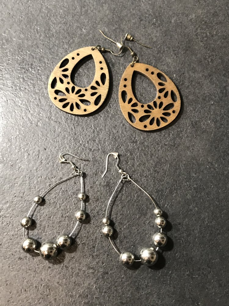 Holzohrringe Statement Wood Boho used Oval Unikat 