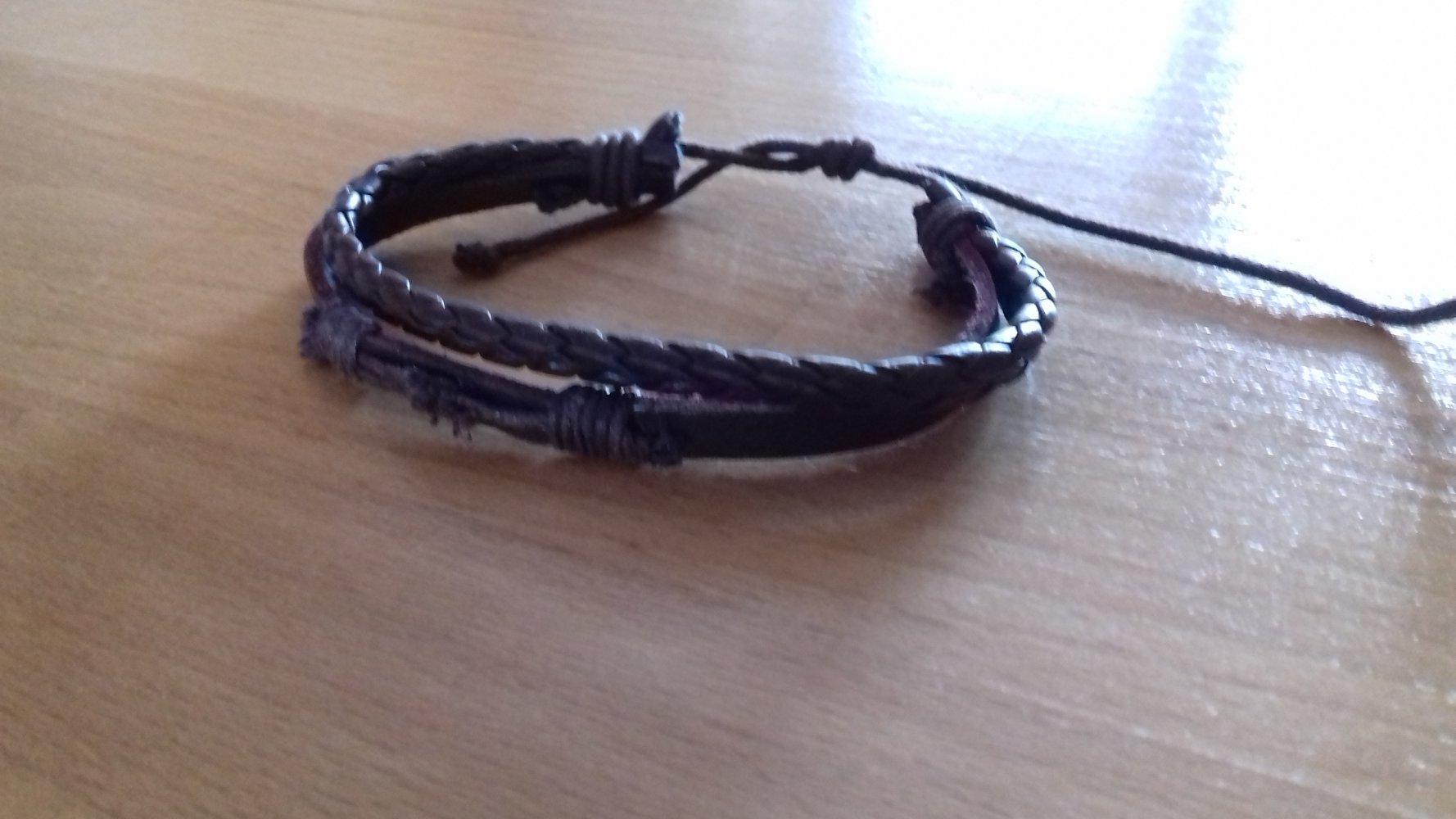 Armband, Flecht-Optik, Lederband, Festival-Look, braun , an Sammelbesteller zu Verschenken 