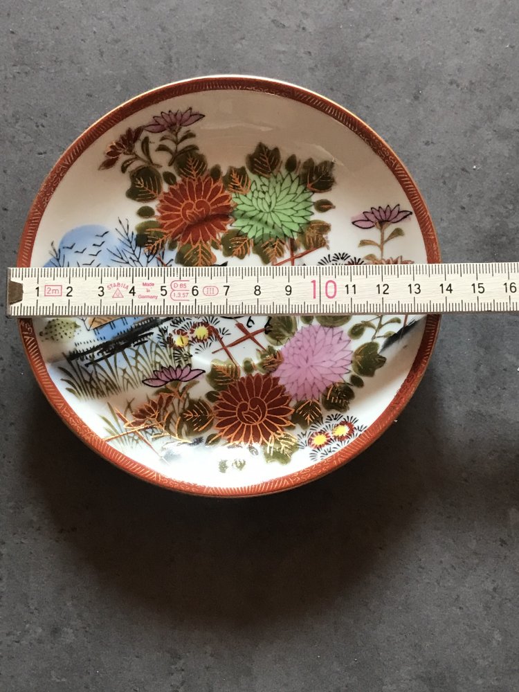 Teller Porzellan Bemalt Fine China Deko Interieur SAJI Aufgehende Sonne Vintage Antik Deko Sushiteller Unterteller Art Deko