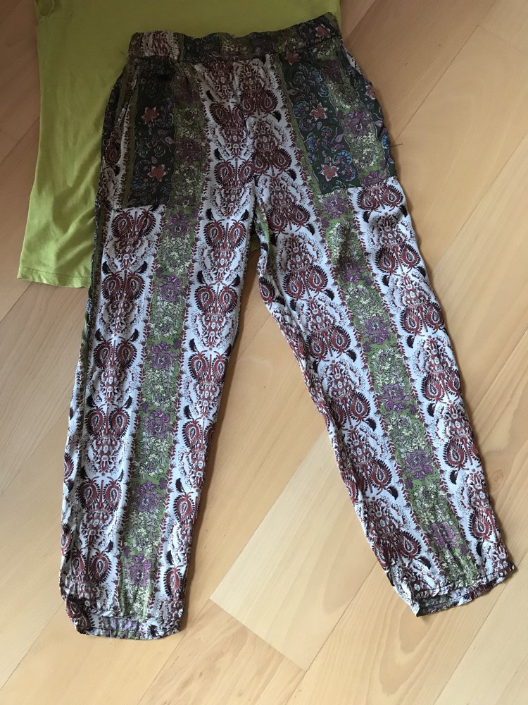 Hose Pant Palazzohose Culotte 36/38 Paisley Print Schlupfhose Yogi Boho Hippie Ibiza Look