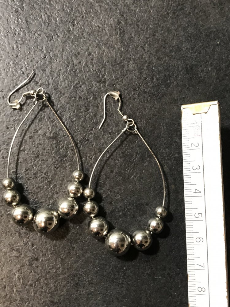 Creolen Perlen Ohrringe Silberfarben Modeschmuck Statement Oval 