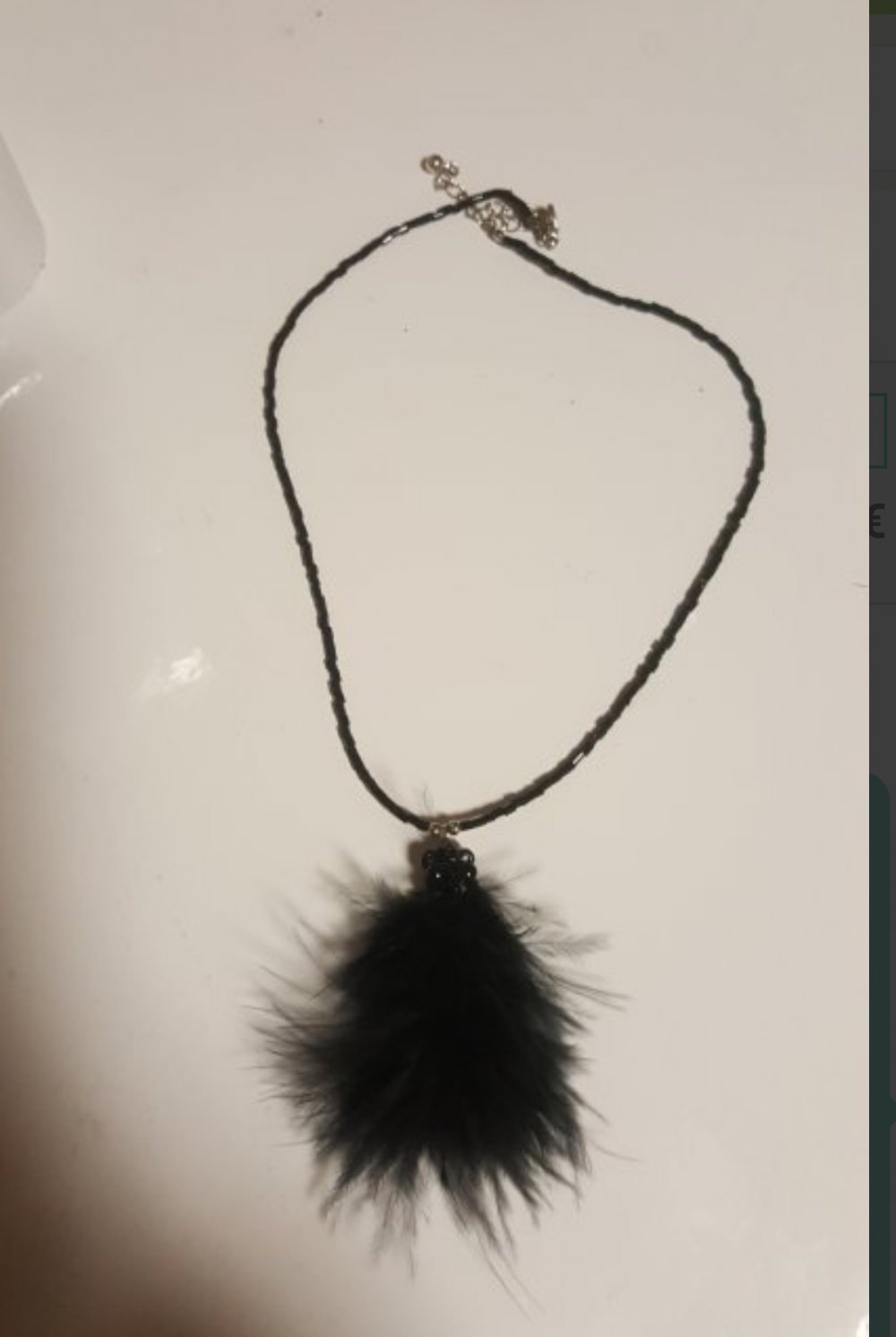 Mottoschmuck Anhänger Kette Feenschmuck Rave black Pearl Feder Darkness Boheme Spirit Festival Design 
