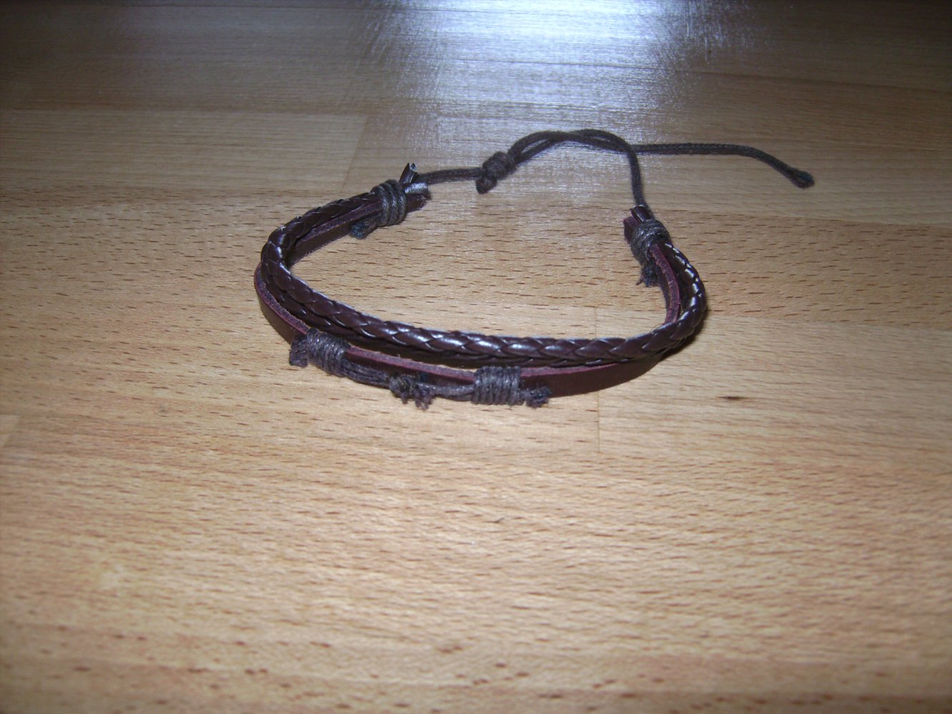Armband, Flecht-Optik, Lederband, Festival-Look, braun , an Sammelbesteller zu Verschenken 