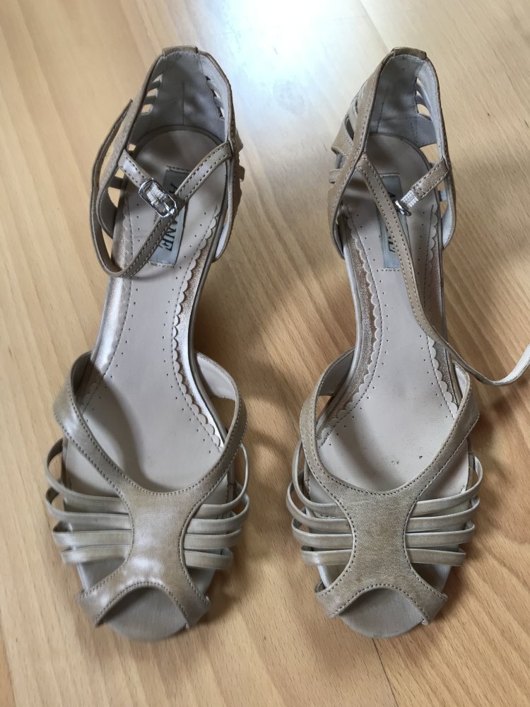 Absatzschuhe Nude Riemenpumps Stilettos 39 Peeptoe Vintagelover Hellbeige 