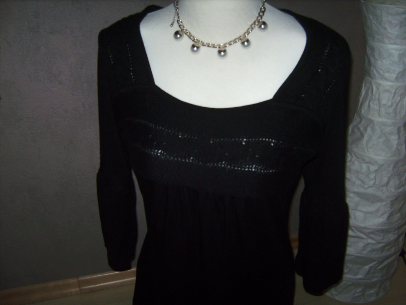 Shirt Tunika Street One Gr. 40, Peplum Ärmel, Passepartout U-Boot Kragen, Verziert, Volantärmel, feminin, romantic. Oberteil T-shirt Halbarm verspielt, Trompetenarm Street One, Strick Inlet`s