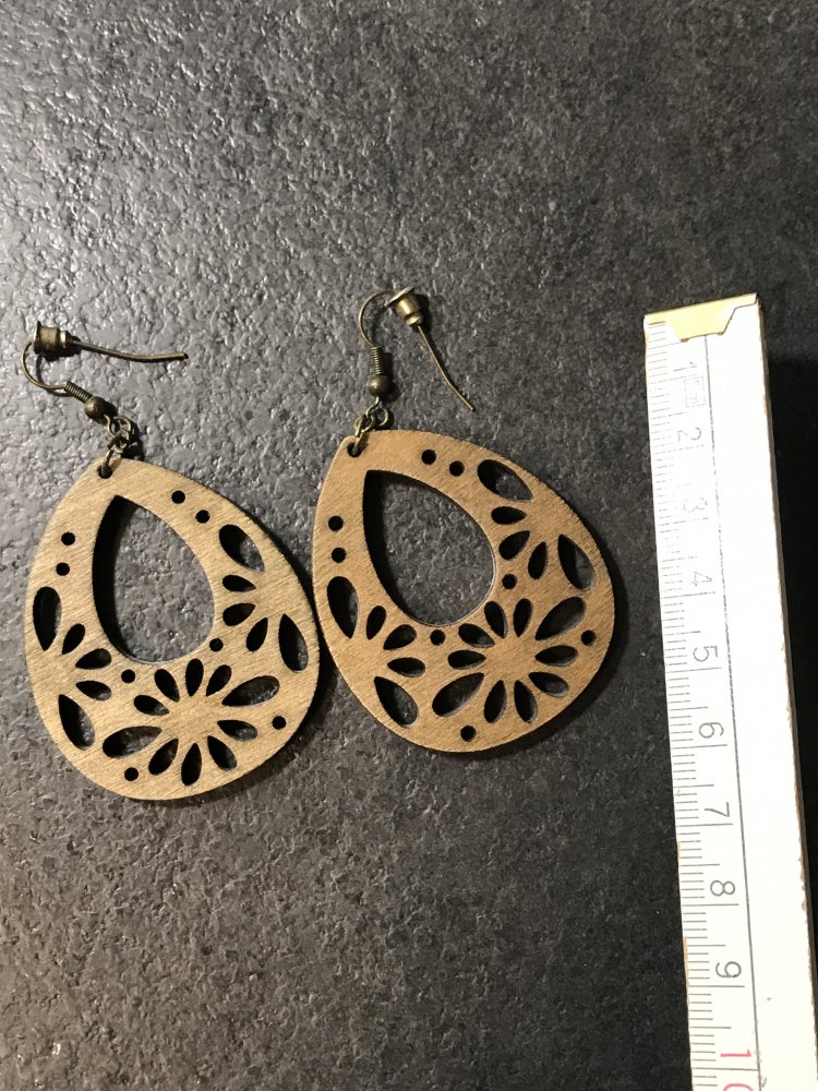 Holzohrringe Statement Wood Boho used Oval Unikat 