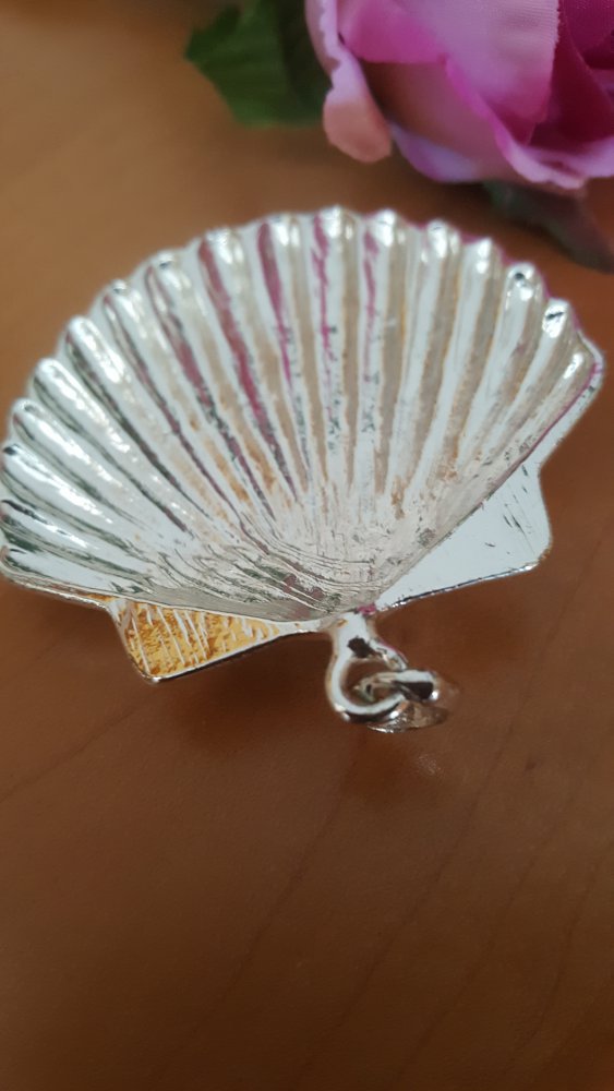Anhänger Muschel Jacobsmuschel Glücksbringer silberfarben Accessoire für Taschen Beutel oder Schmuck