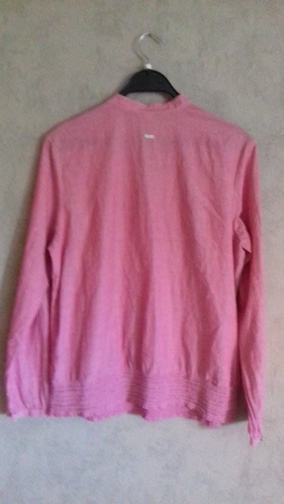 Blusen shirt Gr.  44 S.Oliver Pink Romantik Bordüre  Figurschmeichler.  Tunika,Oberteil  Langarm. Baumwolle 