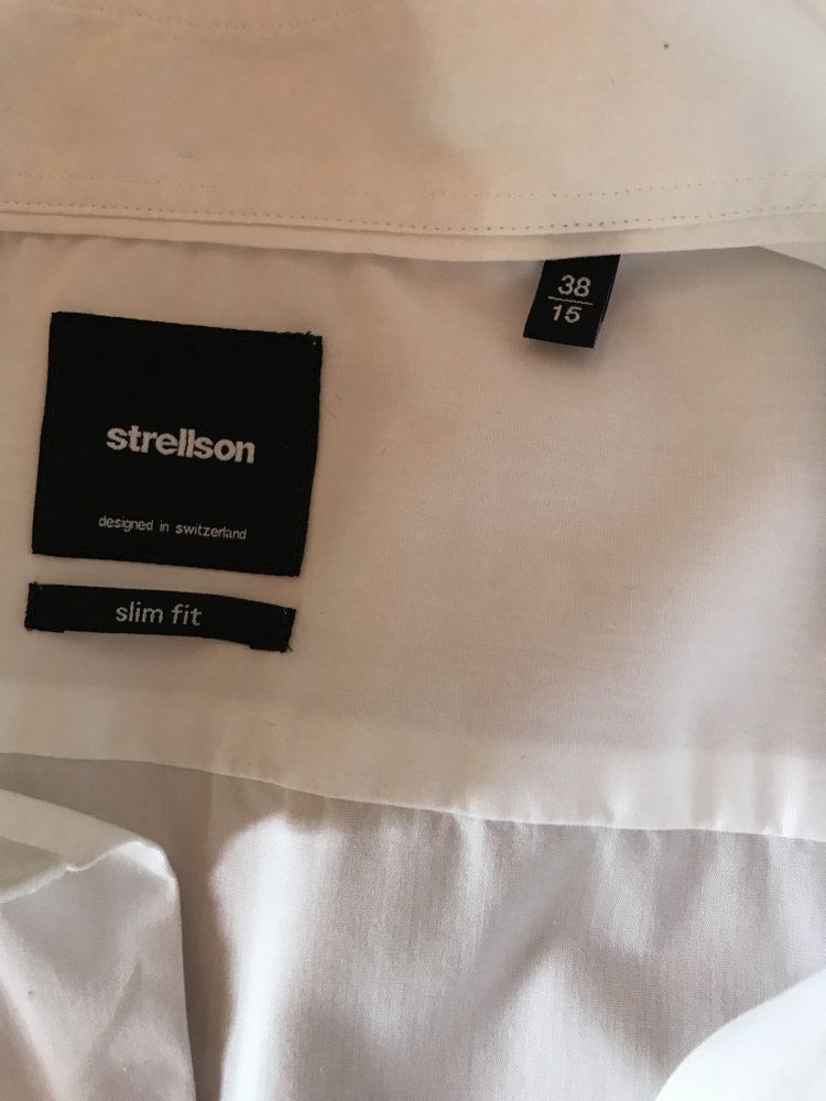 Herrenhemd Markenware S/M 38 Slim Fit Strellson Weiß Buissiness Santos Hemd Langarm Kragenhemd