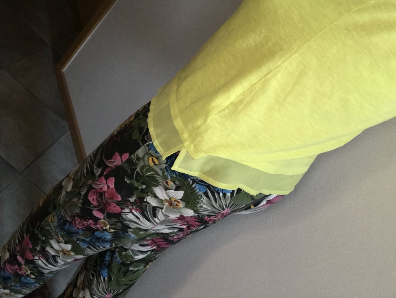 T-Shirt Miss Captain T2 Meshoptik Oberteil Baumwolle Kurzarm Gr.44 Neongelb Colour Blocking Lagenlook 