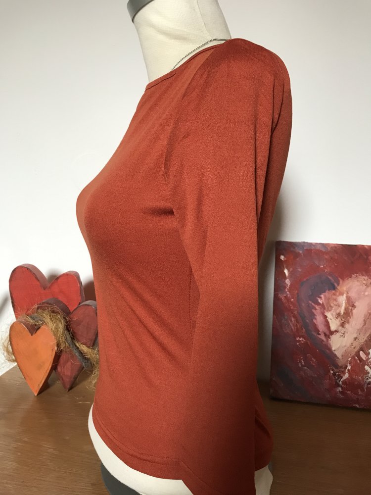 Shirt XS / S Oberteil rostbraun Croped Top Academic 7/8 Armlänge 34/36 Basic Pulli 