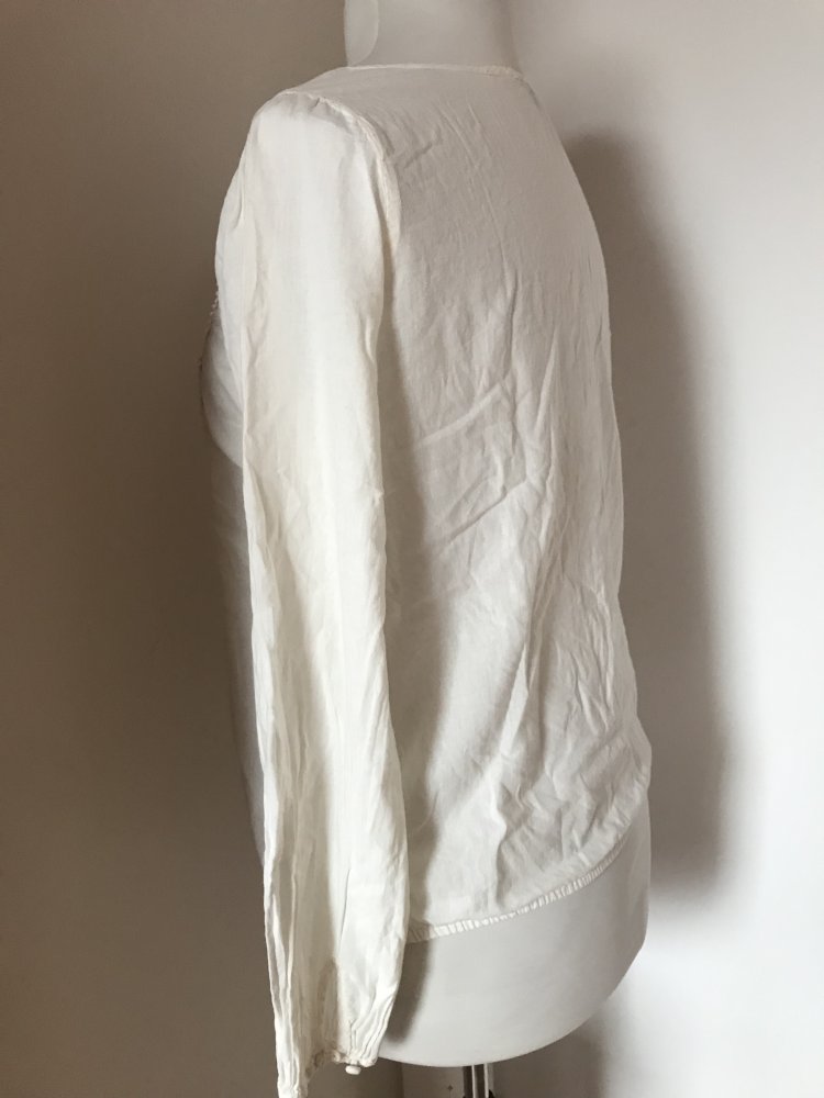 Shirt Spitze Creme 38/40 Ibiza Style Langarm Oberteil Yogi Tunika Transparent Folklore 