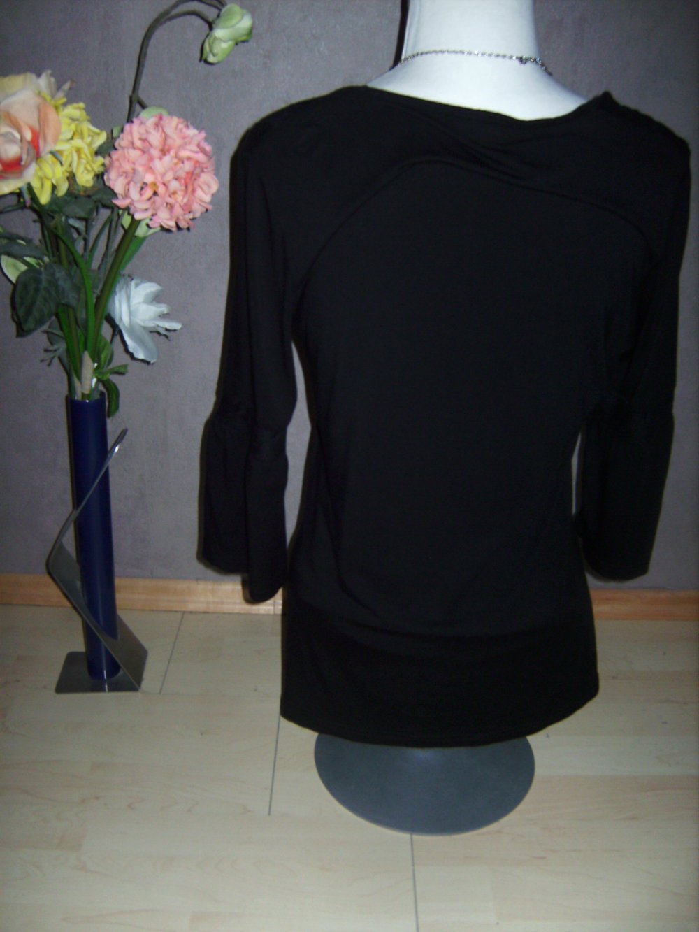 Shirt Tunika Street One Gr. 40, Peplum Ärmel, Passepartout U-Boot Kragen, Verziert, Volantärmel, feminin, romantic. Oberteil T-shirt Halbarm verspielt, Trompetenarm Street One, Strick Inlet`s