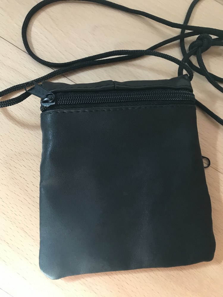 Beuteltasche Umhängetasche Börse Brusttasche Handtasche Clutch Dokumentenbeutel Kunstleder schwarz 