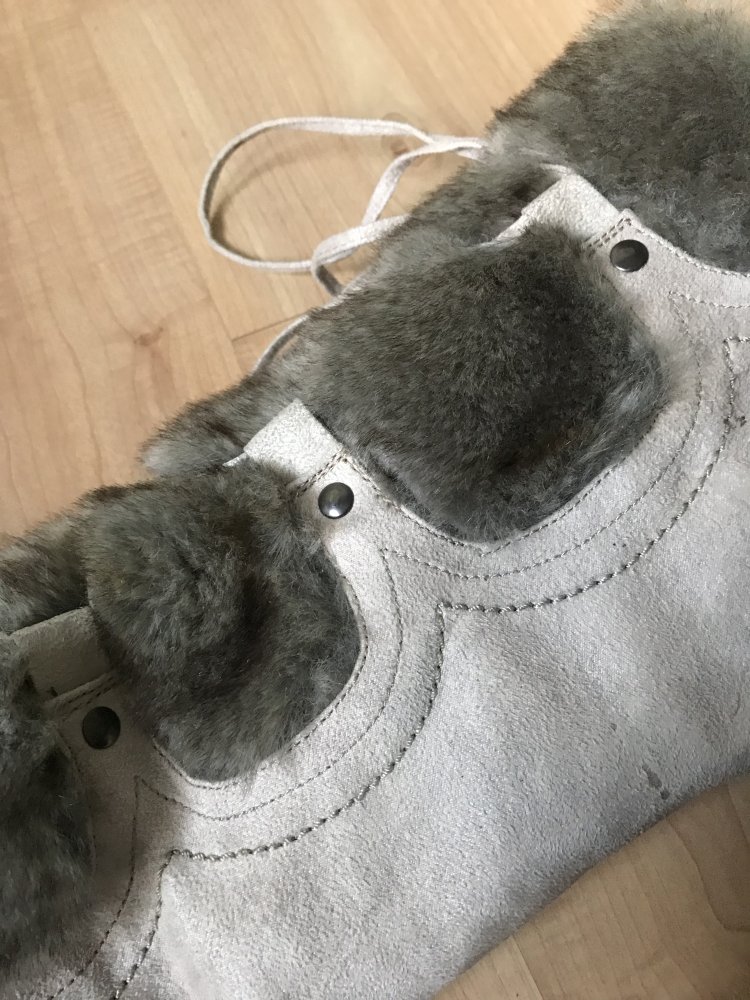 Stiefel Fell Teddy Futter 41 Cremebeige Stylisch Außergewöhnlich Schnürung Zierde fakefur Winterboots