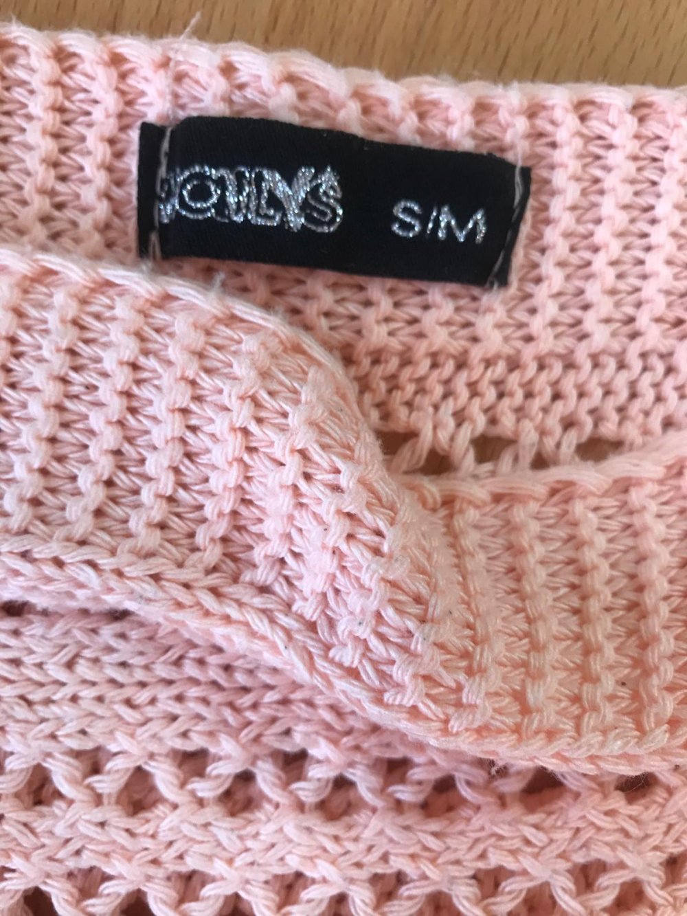 Strickmuster Makramee Halbarm Oberteil Fledermaus Pulli Pastell Piëch Strick Chic Retrodesign Croped S/M Zart rosé 